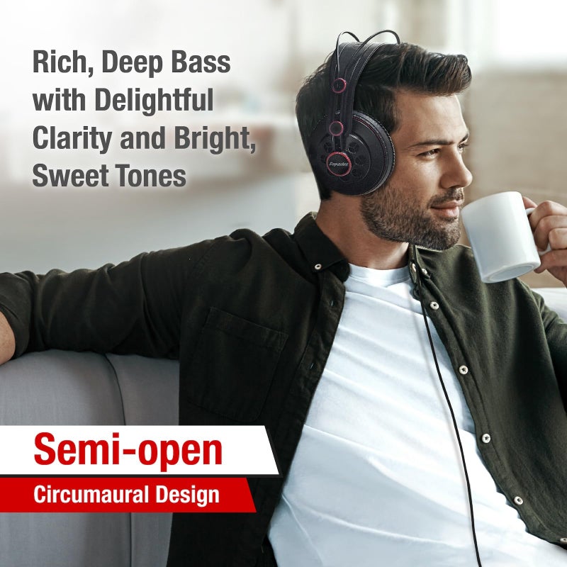 Superlux HD681 Semi-Open Studio Headphones, Wired Over-Ear with 50mm Neodymium Drivers, Single-Sided Cable, 10-30,000Hz, for Monitoring, Recording, Mixing, Podcast, Music - Image 4
